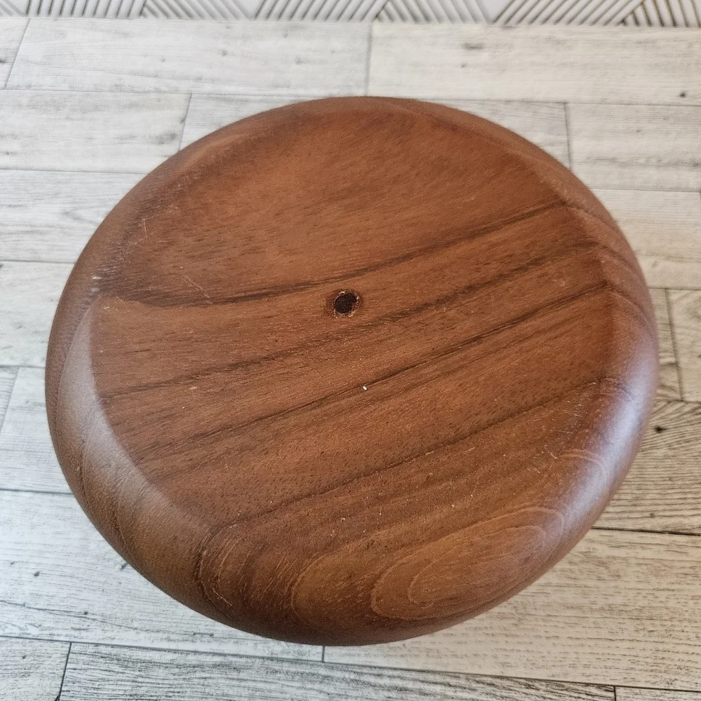 Vintage Oval Dark Conker Wooden Hand Turned Reducta Teak Fruit Bowl Medium